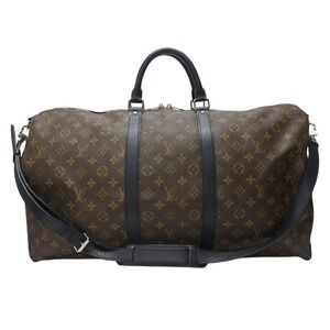 LOUIS VUITTON Keepall Bandouliere Boston Bag Monogram Macassar Brown
